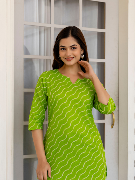 Women Printed Pure Cotton Straight Kurti
