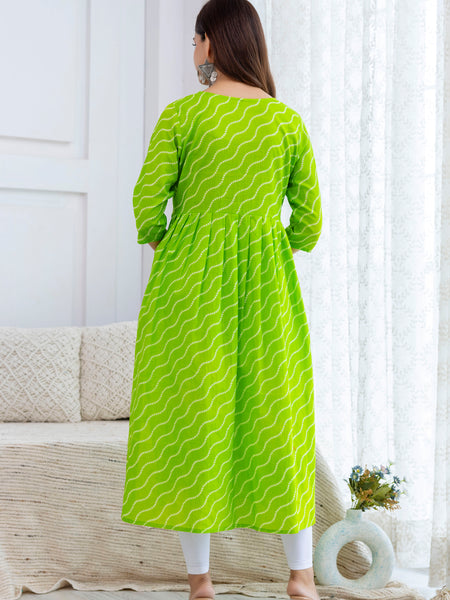 NairaCut Leharia Bandhej Print with cotton Kurta