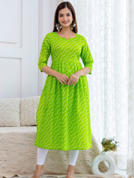NairaCut Leharia Bandhej Print with cotton Kurta
