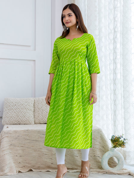 NairaCut Leharia Bandhej Print with cotton Kurta