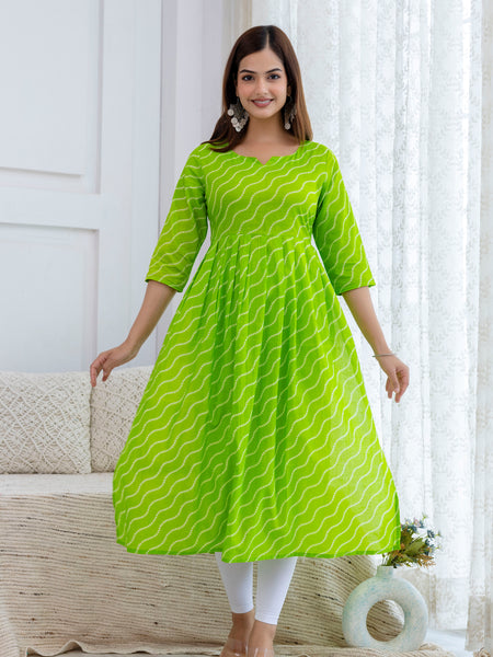 NairaCut Leharia Bandhej Print with cotton Kurta