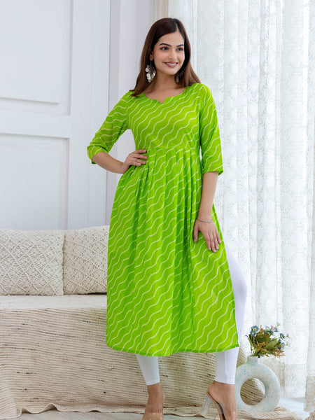 NairaCut Leharia Bandhej Print with cotton Kurta