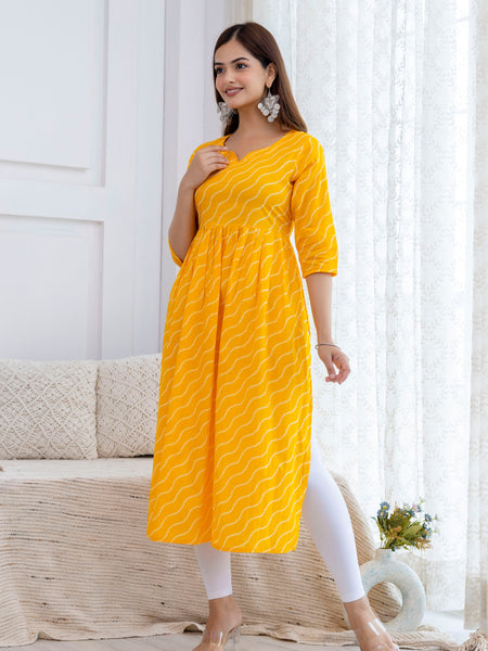 NairaCut Leharia Bandhej Print with cotton Kurta