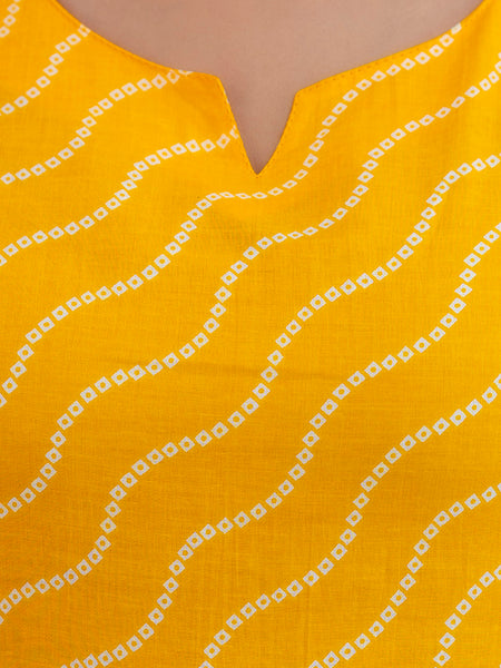 NairaCut Leharia Bandhej Print with cotton Kurta