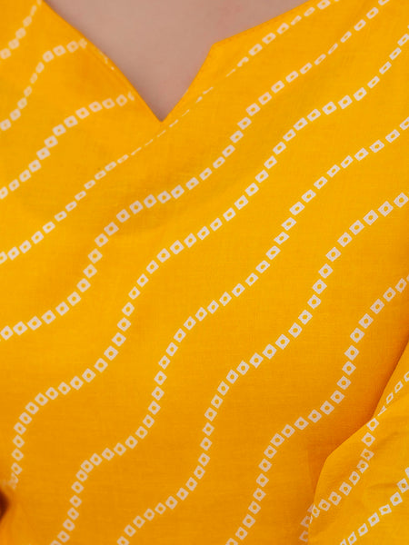 NairaCut Leharia Bandhej Print with cotton Kurta