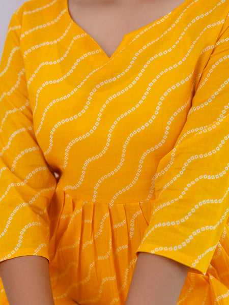 NairaCut Leharia Bandhej Print with cotton Kurta