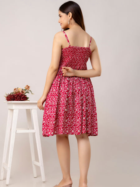 Maroon Short Dress  For Women