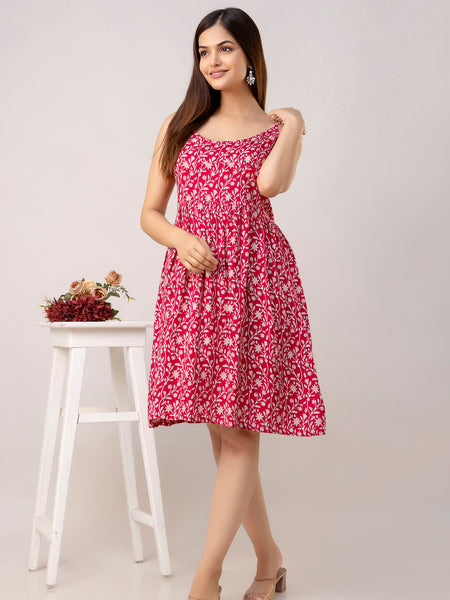 Maroon Short Dress  For Women