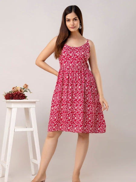Maroon Short Dress  For Women