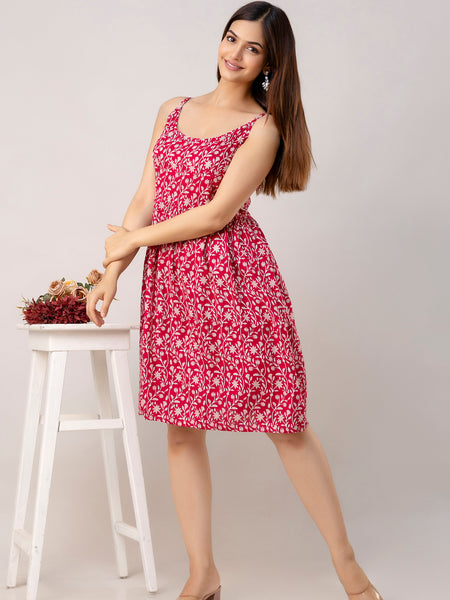 Maroon Short Dress  For Women