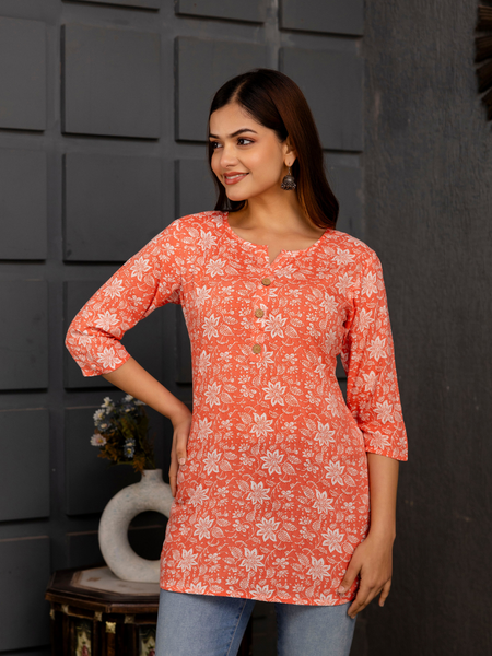 Women Printed Reyon Straight Kurti
