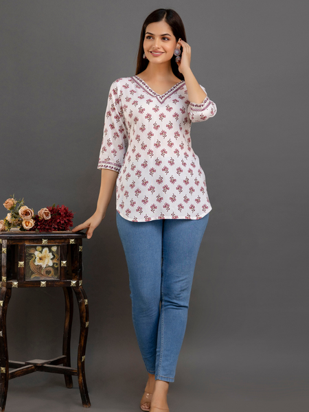 Women Printed Reyon Straight Kurti