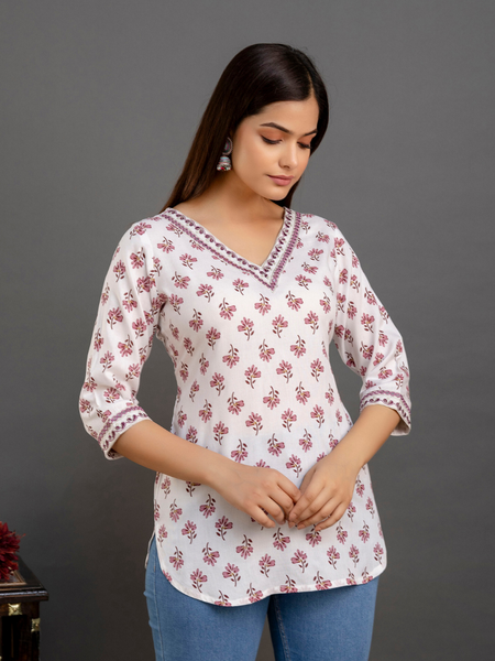 Women Printed Reyon Straight Kurti