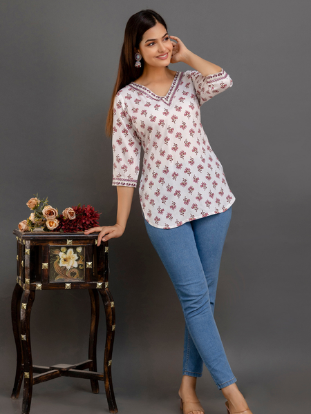Women Printed Reyon Straight Kurti