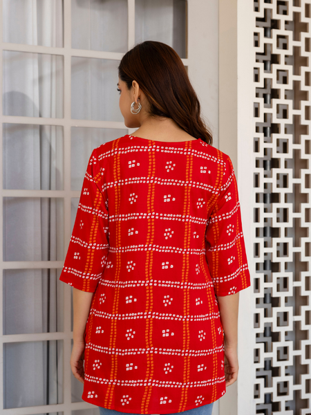 Women Printed Reyon Straight Kurti