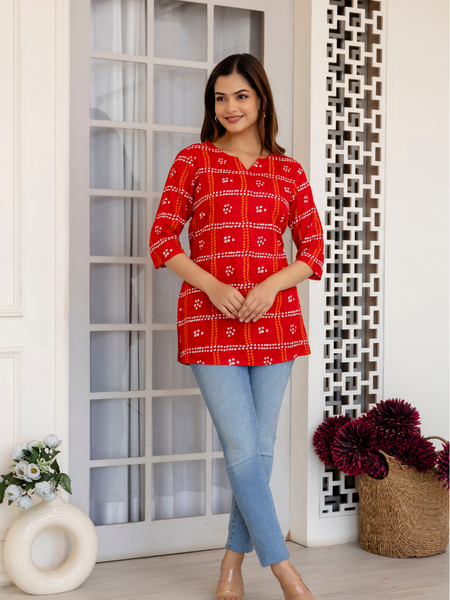 Women Printed Reyon Straight Kurti
