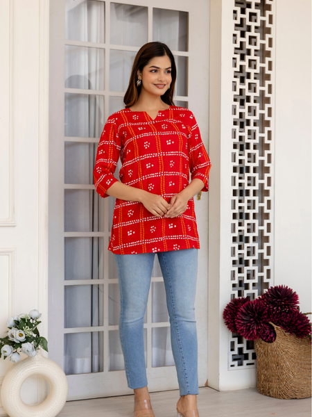 Women Printed Reyon Straight Kurti