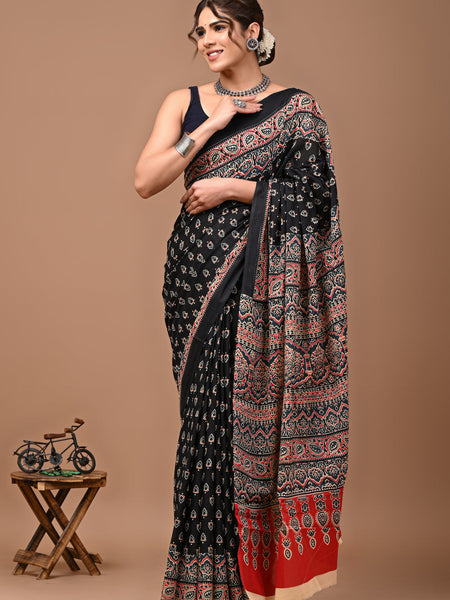 Elegant Hand Block Printed Cotton Saree