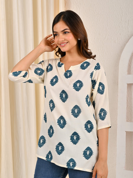 Women Printed Pure Cotton Straight Kurti