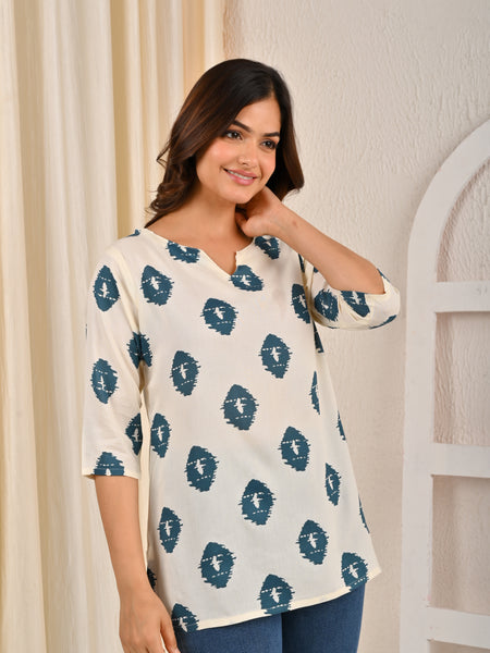 Women Printed Pure Cotton Straight Kurti