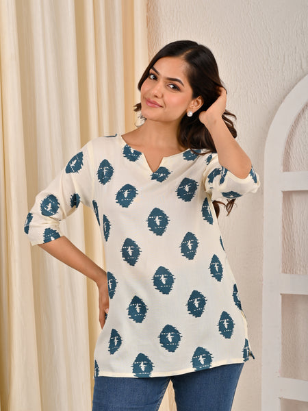 Women Printed Pure Cotton Straight Kurti