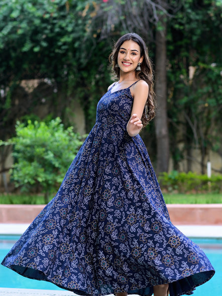 Roz Blue Anarkali Gown