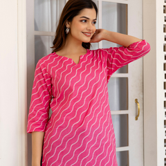 Women Printed Pure Cotton Straight Kurti