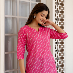 Women Printed Pure Cotton Straight Kurti