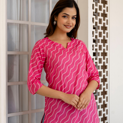Women Printed Pure Cotton Straight Kurti