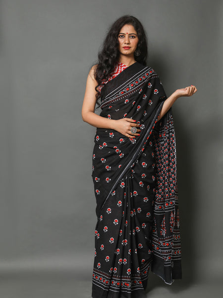Elegant Hand Block Printed Cotton Saree