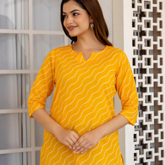 Women Printed Pure Cotton Straight Kurti