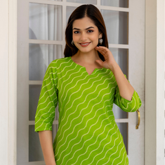Women Printed Pure Cotton Straight Kurti