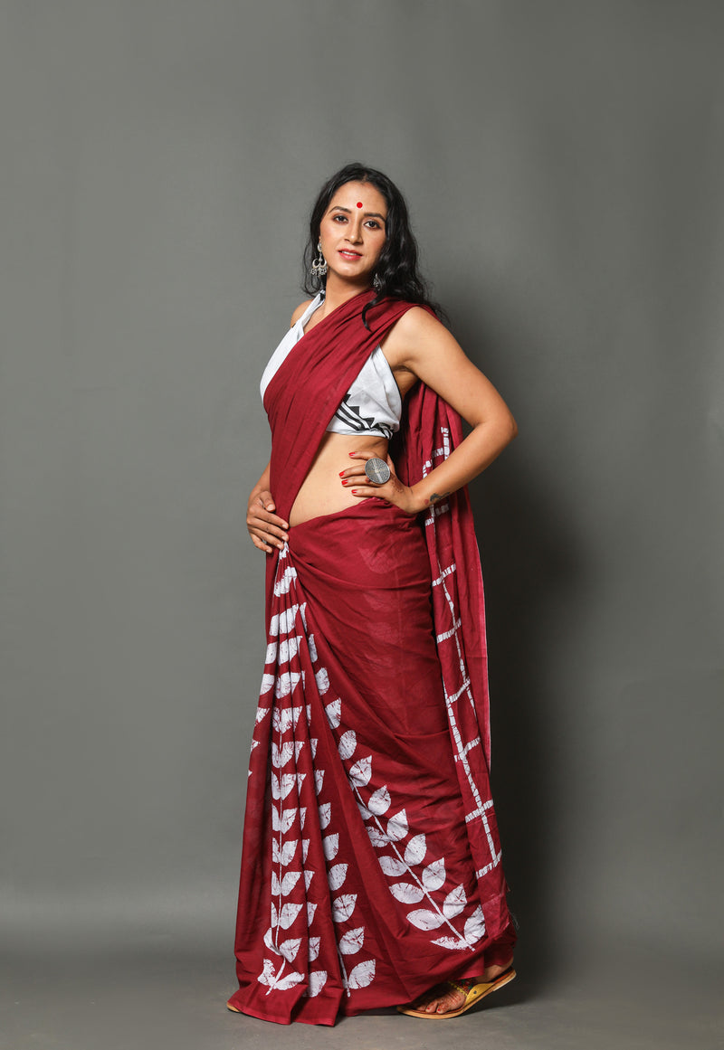 Elegant Hand Block Printed Cotton Saree