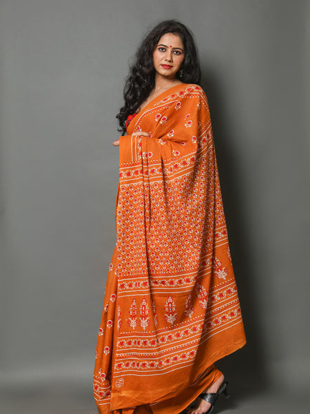 Elegant Hand Block Printed Cotton Saree