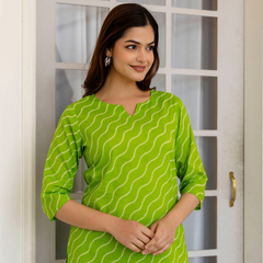 Women Printed Pure Cotton Straight Kurti