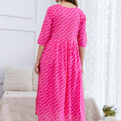 NairaCut Leharia Bandhej Print with cotton Kurta