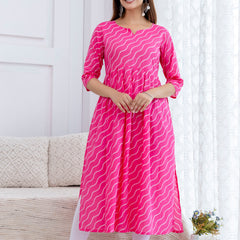NairaCut Leharia Bandhej Print with cotton Kurta