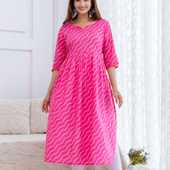 NairaCut Leharia Bandhej Print with cotton Kurta