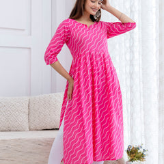 NairaCut Leharia Bandhej Print with cotton Kurta