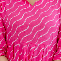 NairaCut Leharia Bandhej Print with cotton Kurta