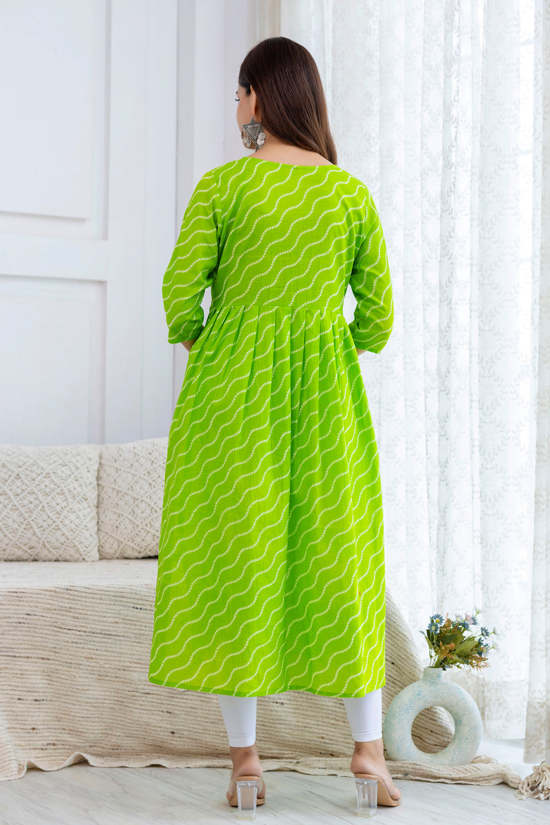 NairaCut Leharia Bandhej Print with cotton Kurta