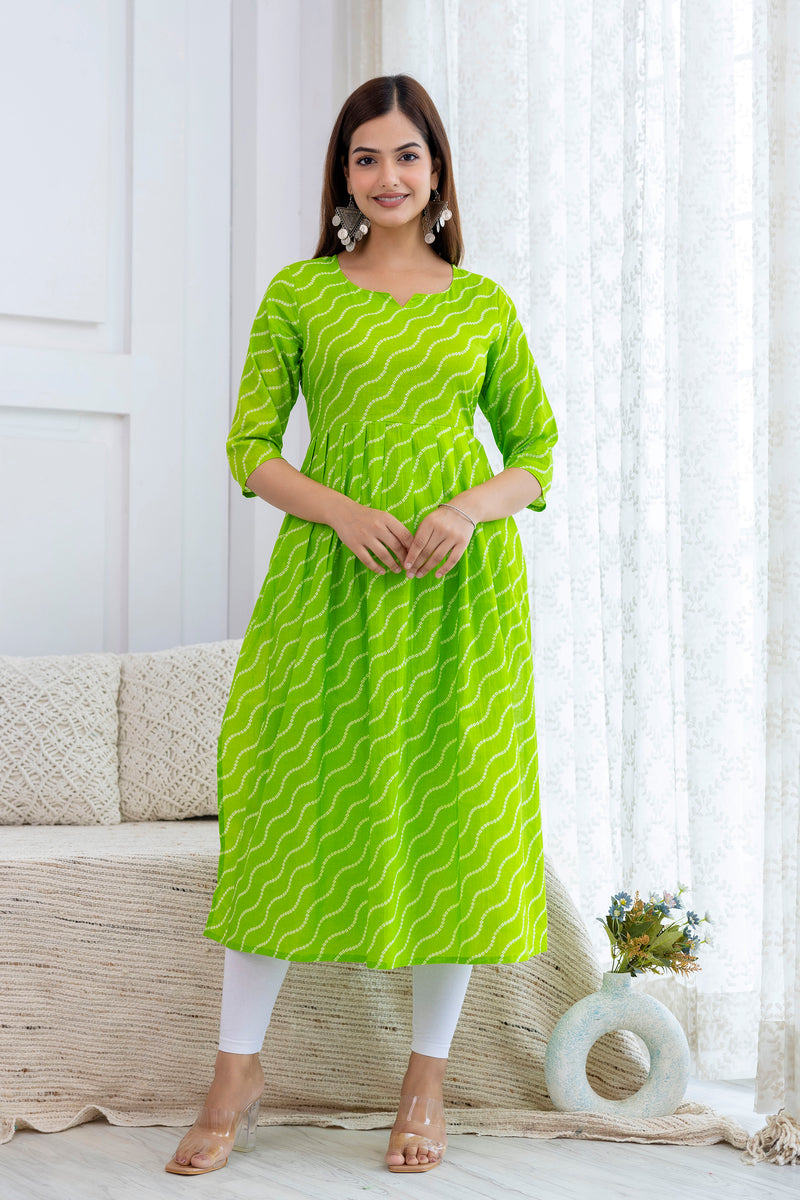 NairaCut Leharia Bandhej Print with cotton Kurta