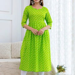 NairaCut Leharia Bandhej Print with cotton Kurta