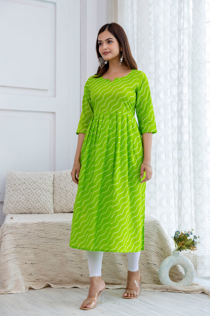 NairaCut Leharia Bandhej Print with cotton Kurta