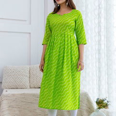 NairaCut Leharia Bandhej Print with cotton Kurta