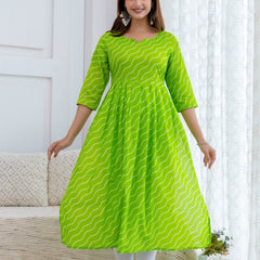 NairaCut Leharia Bandhej Print with cotton Kurta