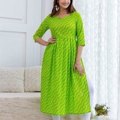 NairaCut Leharia Bandhej Print with cotton Kurta