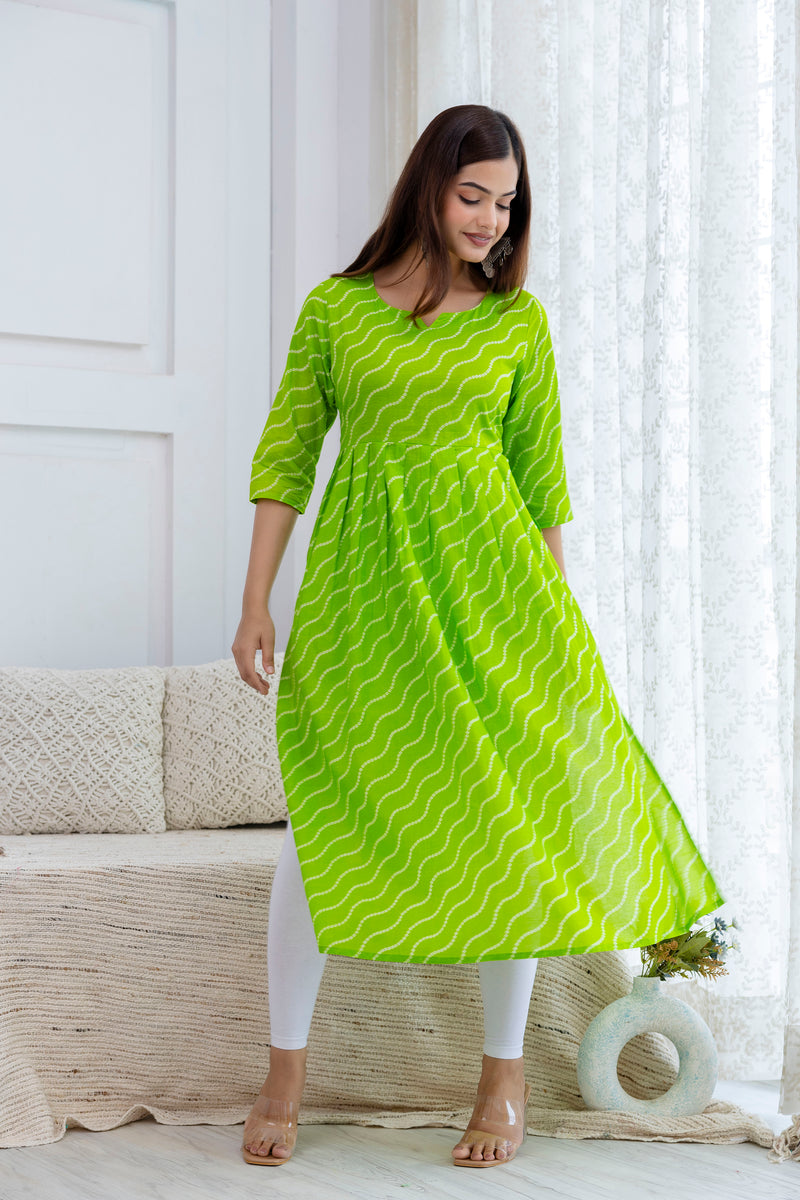 NairaCut Leharia Bandhej Print with cotton Kurta