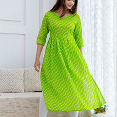 NairaCut Leharia Bandhej Print with cotton Kurta