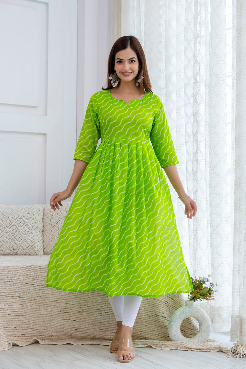 NairaCut Leharia Bandhej Print with cotton Kurta